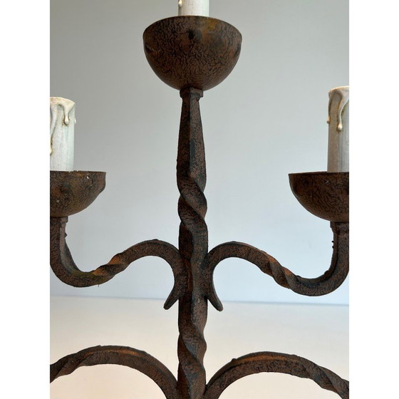 Image 1 of Vintage wrought iron candelabra with 5 arms, France 1950