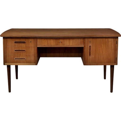 Vintage Danish Scandinavian teak bilateral desk, 1960s