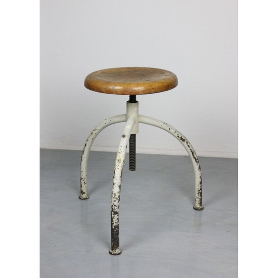 Image 1 of Set of 3 adjustable vintage industrial swivel stools