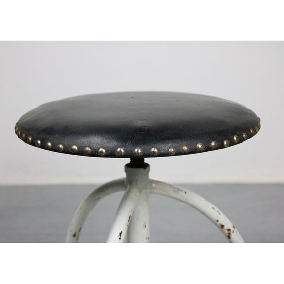 Image 1 of Set of 3 adjustable vintage industrial swivel stools