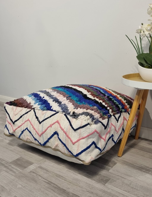 Beautiful Moroccan Pouf, Berber Seat Cushion.