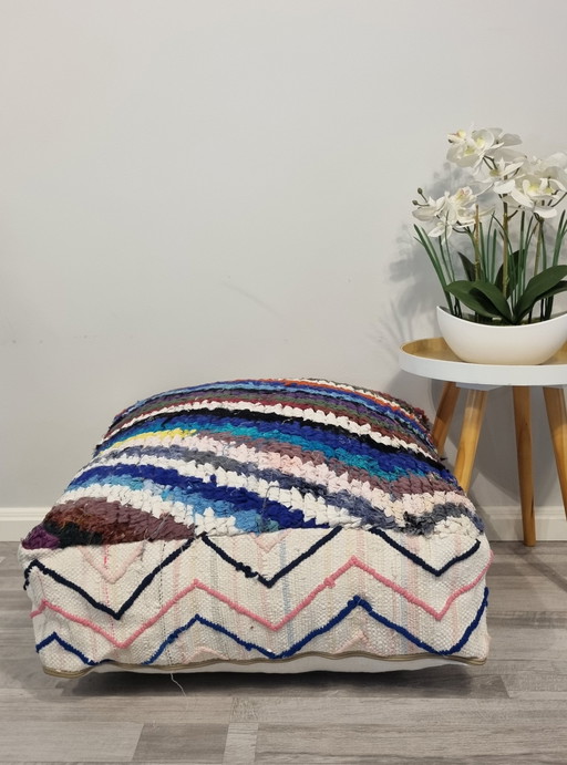 Beautiful Moroccan Pouf, Berber Seat Cushion.