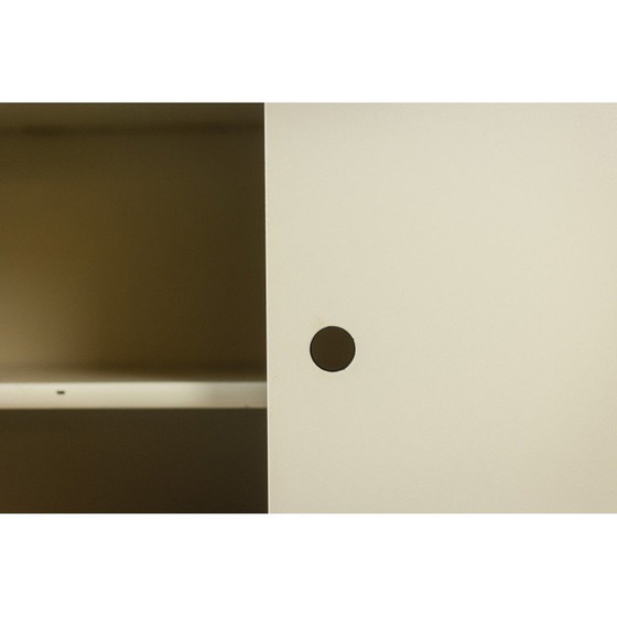 Image 1 of Vintage rectangular sideboard in solid pitch pine and black lacquered metal, Netherlands 1970