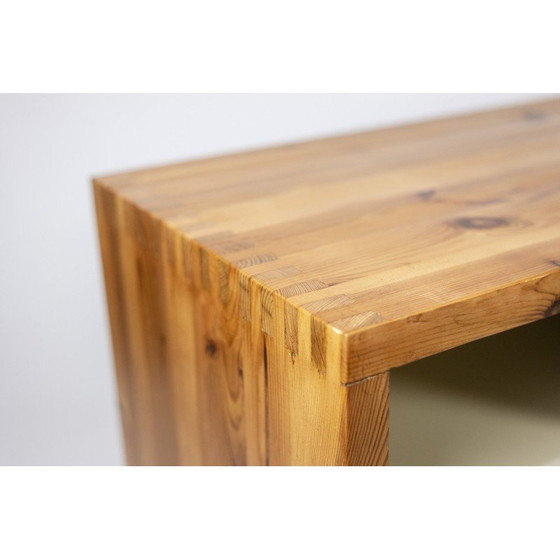 Image 1 of Vintage rectangular sideboard in solid pitch pine and black lacquered metal, Netherlands 1970