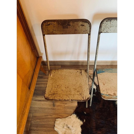 Image 1 of Set of 5 vintage metal folding chairs