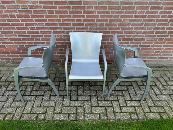 Image 1 of 3 Leolux Camarilla Beech Hammered Silver Dining Chairs