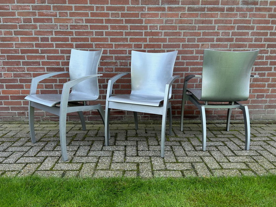 Image 1 of 3 Leolux Camarilla Beech Hammered Silver Dining Chairs