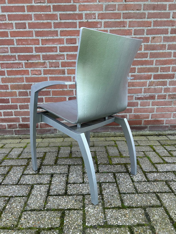 Image 1 of 3 Leolux Camarilla Beech Hammered Silver Dining Chairs