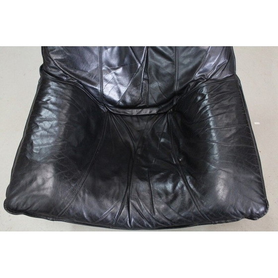 Image 1 of Vintage leather and beech armchair, 1970s