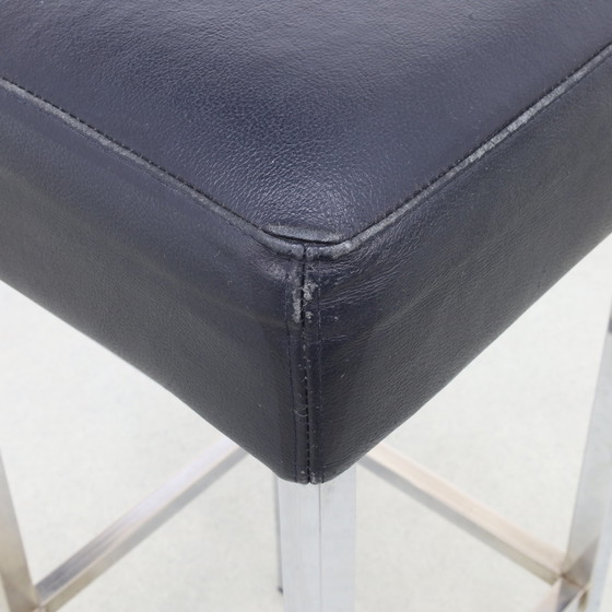 Image 1 of 3x Bar Stool in Chrome and Leather, 1980s