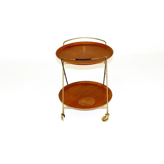 Image 1 of Vintage teak and metal sideboard on wheels, Sweden 1960