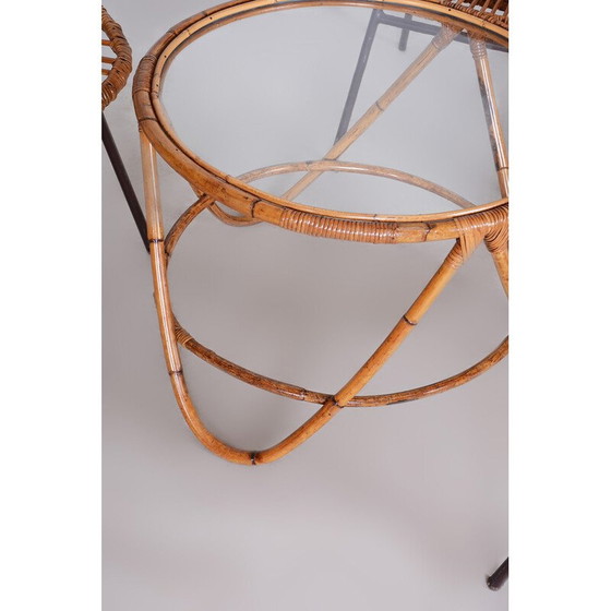 Image 1 of Set di 3 poltrone vintage in rattan Art Déco di Alna Fuchs, 1940