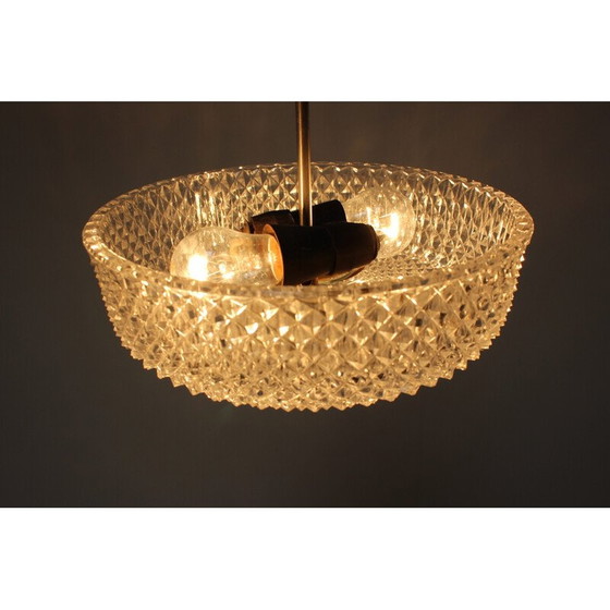 Image 1 of Vintage glass and metal pendant lamp by Kamenicky Senov, Czechoslovakia 1960