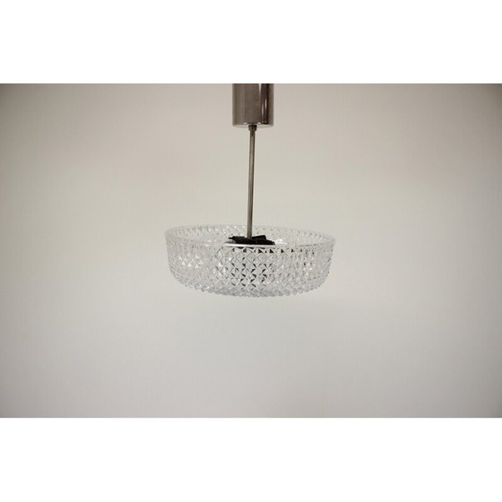 Image 1 of Vintage glass and metal pendant lamp by Kamenicky Senov, Czechoslovakia 1960
