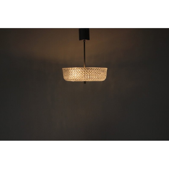 Image 1 of Vintage glass and metal pendant lamp by Kamenicky Senov, Czechoslovakia 1960