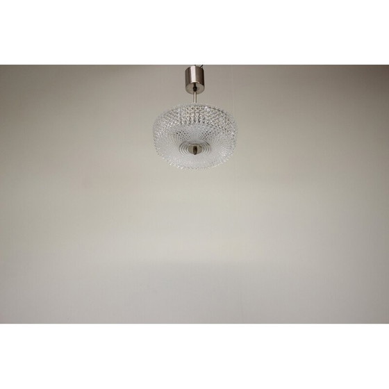 Image 1 of Vintage glass and metal pendant lamp by Kamenicky Senov, Czechoslovakia 1960
