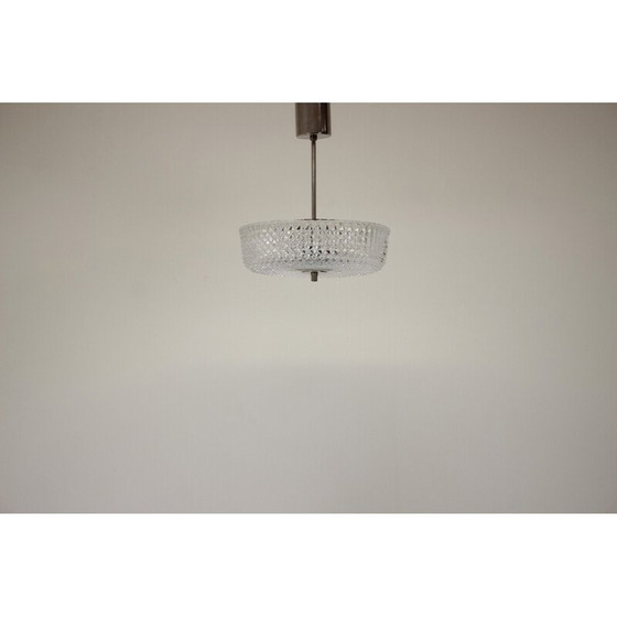 Image 1 of Vintage glass and metal pendant lamp by Kamenicky Senov, Czechoslovakia 1960