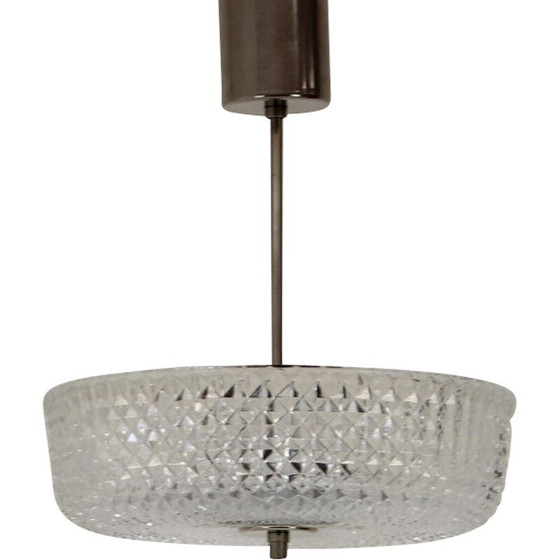 Image 1 of Vintage glass and metal pendant lamp by Kamenicky Senov, Czechoslovakia 1960