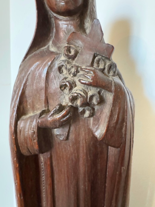 Carved Wood Statue St Therese Antique