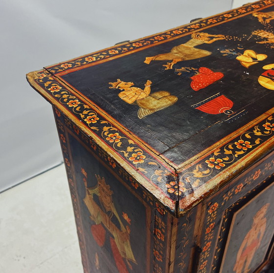 Image 1 of Hand-Painted Indian Cabinet