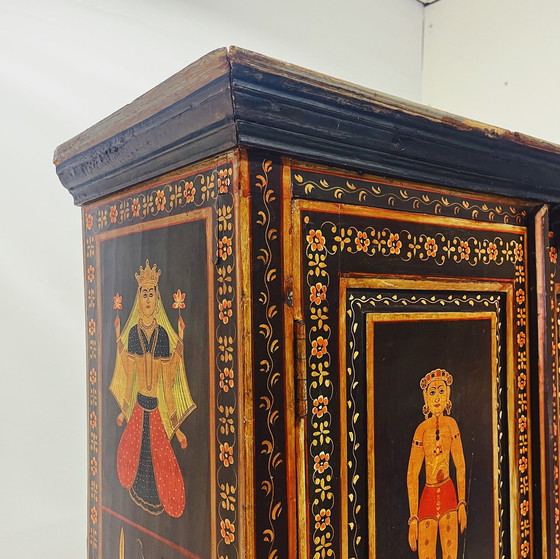 Image 1 of Hand-Painted Indian Cabinet