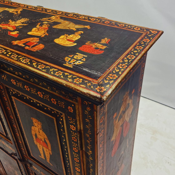 Image 1 of Hand-Painted Indian Cabinet