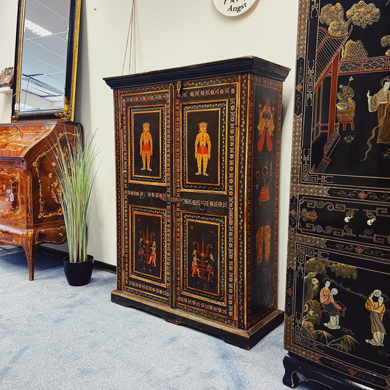 Image 1 of Hand-Painted Indian Cabinet