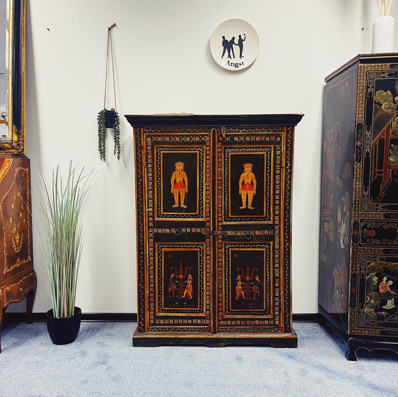 Image 1 of Hand-Painted Indian Cabinet