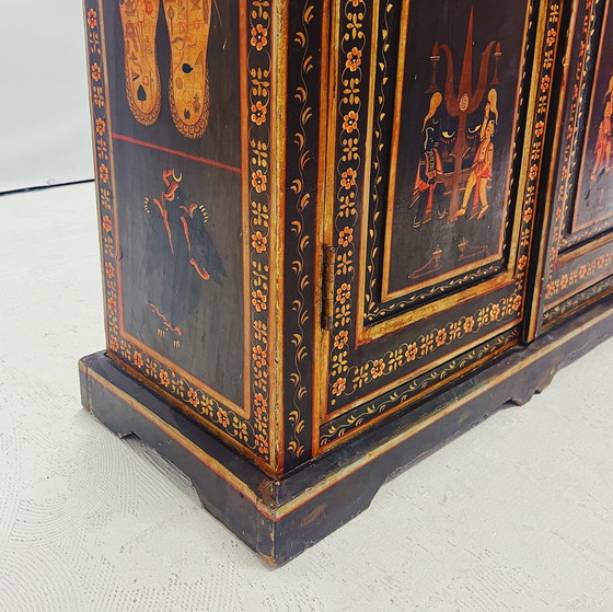 Image 1 of Hand-Painted Indian Cabinet