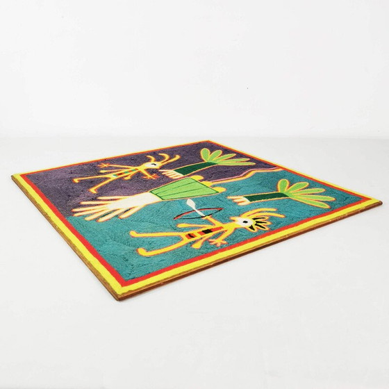 Image 1 of Vintage painting woven with thread by The Huichol tribe, Mexico 1970