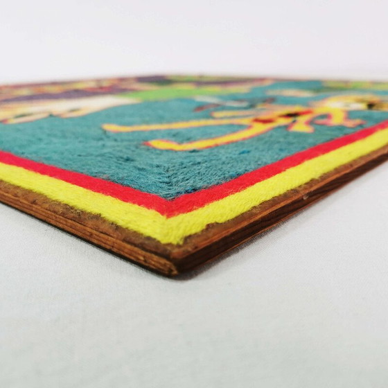 Image 1 of Vintage painting woven with thread by The Huichol tribe, Mexico 1970
