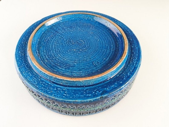 Image 1 of Giant Blue Ceramic Ashtray By Aldo Londi For Bitossi