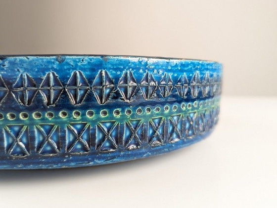 Image 1 of Giant Blue Ceramic Ashtray By Aldo Londi For Bitossi