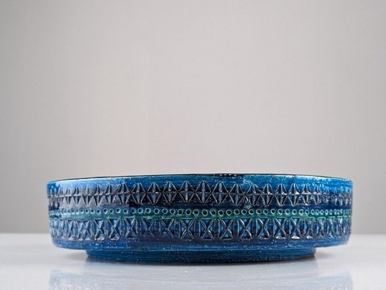 Image 1 of Giant Blue Ceramic Ashtray By Aldo Londi For Bitossi