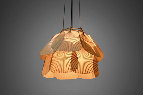 Image 1 of Beautiful Uchiwa ‘Ju Yon’ Chandelier By Ingo Maurer, Germany, 1970S