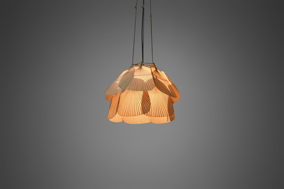 Image 1 of Beautiful Uchiwa ‘Ju Yon’ Chandelier By Ingo Maurer, Germany, 1970S