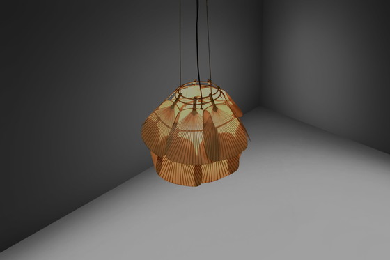 Image 1 of Beautiful Uchiwa ‘Ju Yon’ Chandelier By Ingo Maurer, Germany, 1970S