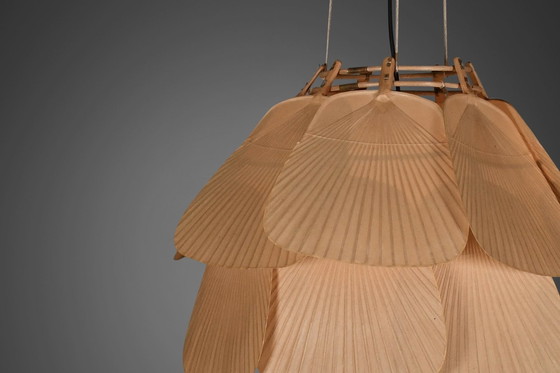 Image 1 of Beautiful Uchiwa ‘Ju Yon’ Chandelier By Ingo Maurer, Germany, 1970S