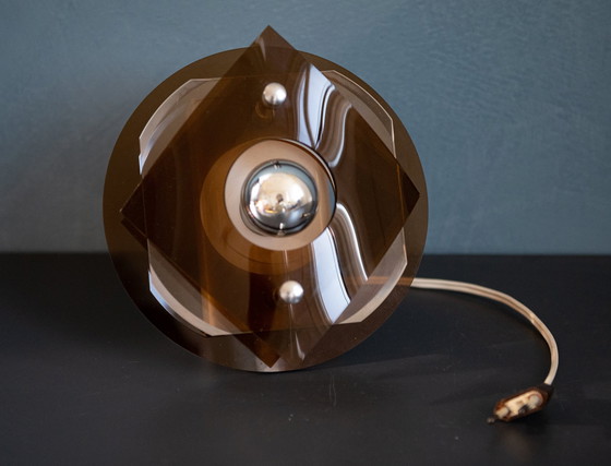 Image 1 of Lampada da parete vintage in vetro fumé Herda