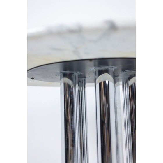 Image 1 of Vintage round table in marble and chrome metal, Italy 1970