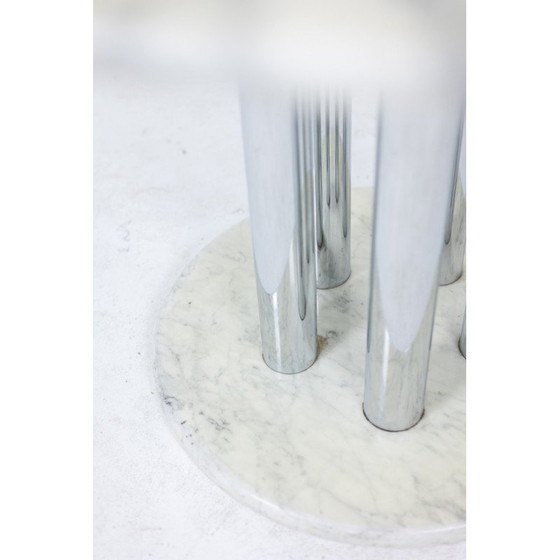 Image 1 of Vintage round table in marble and chrome metal, Italy 1970