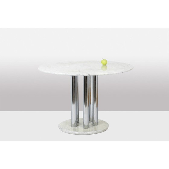 Image 1 of Vintage round table in marble and chrome metal, Italy 1970