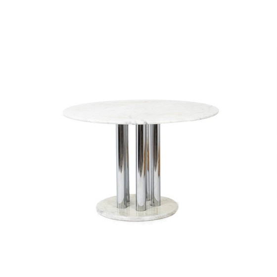 Image 1 of Vintage round table in marble and chrome metal, Italy 1970