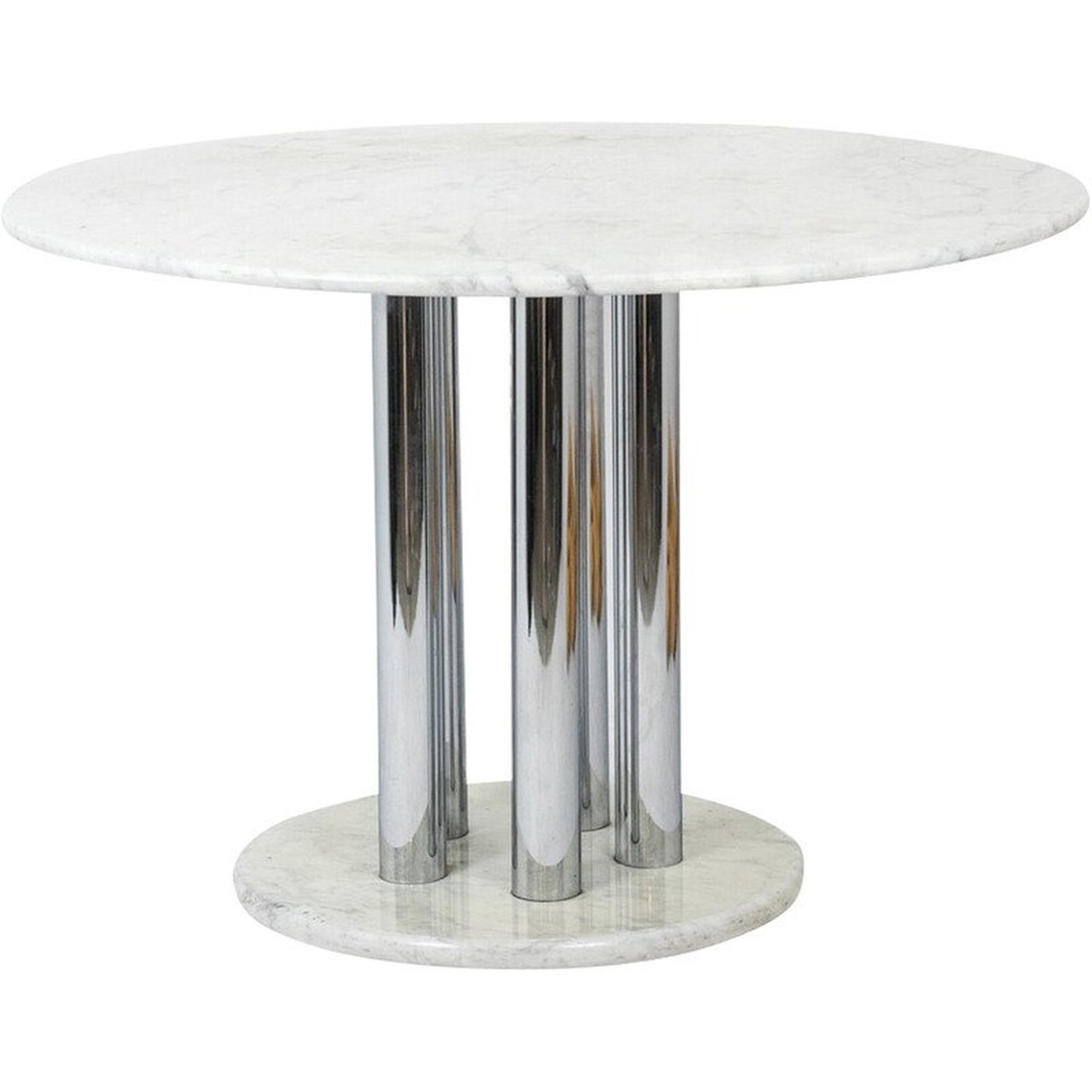 Tavolo da pranzo moderno in granito bianco con piedistallo in metallo, design rotondo a tulipano, per cucina e sala da pranzo, 70 cm