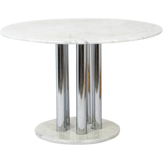 Image 1 of Vintage round table in marble and chrome metal, Italy 1970