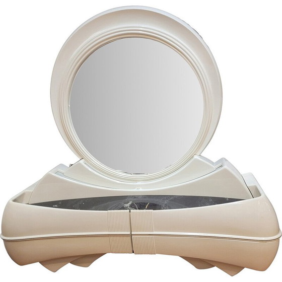 Image 1 of Vintage Space Age dressing table in white lacquered wood for Dbm, Italy 1970