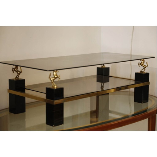 Vintage black lacquered wood coffee table, Italy 1960