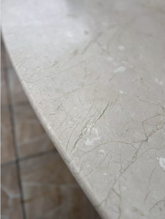 Image 1 of Tafel À Manger Ovale En Marbre Travertino Beige Claro - Años 70