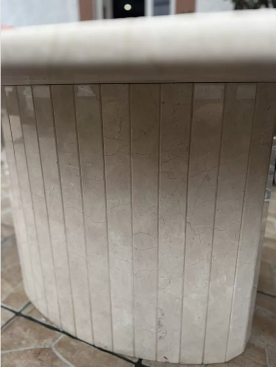 Image 1 of Tafel À Manger Ovale En Marbre Travertino Beige Claro - Años 70