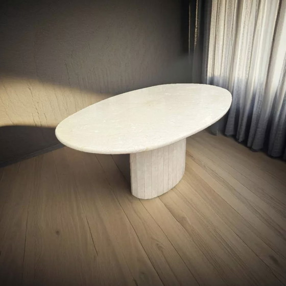 Image 1 of Tafel À Manger Ovale En Marbre Travertino Beige Claro - Años 70